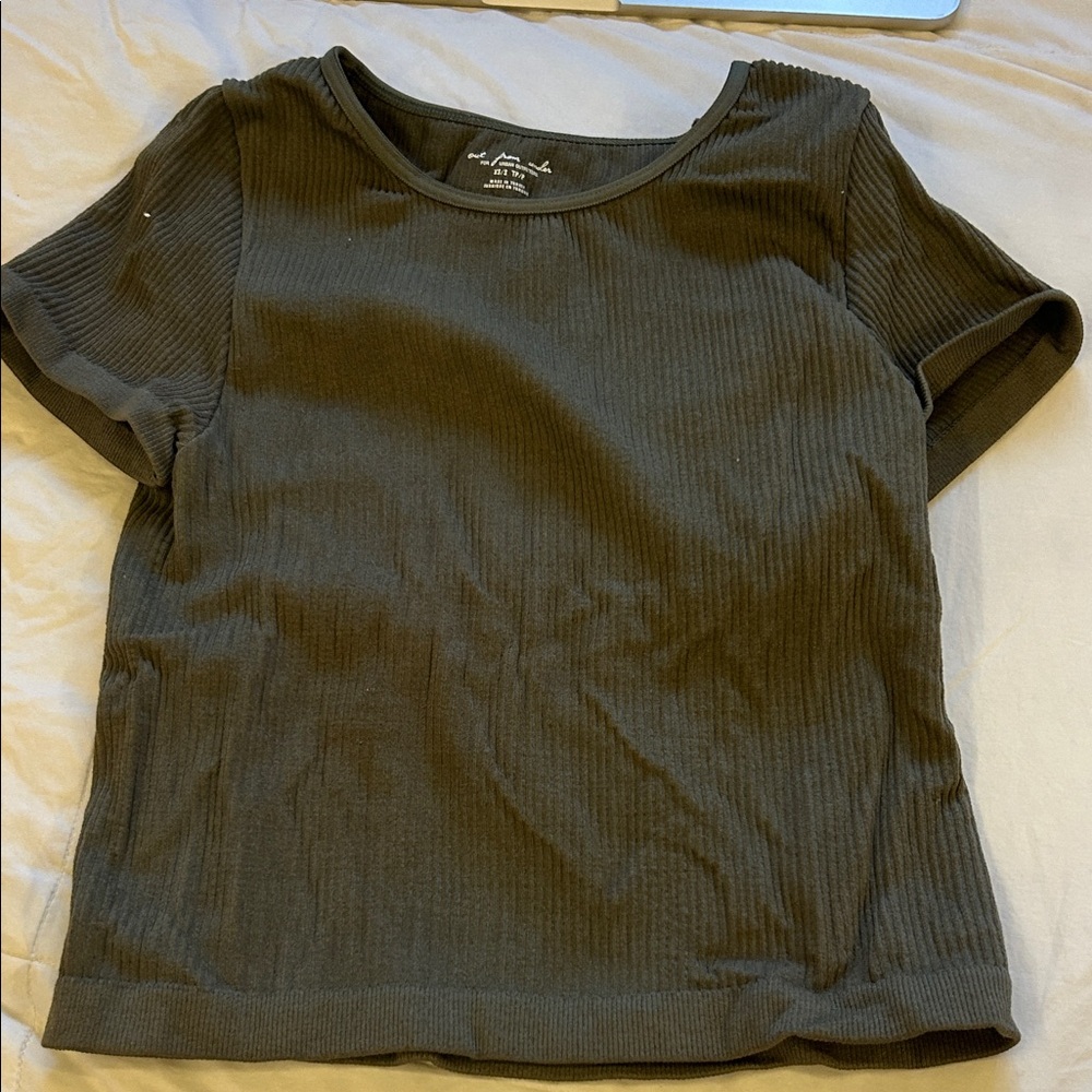 Urban Outfitters Black Ribbed Short Sleeve Tee